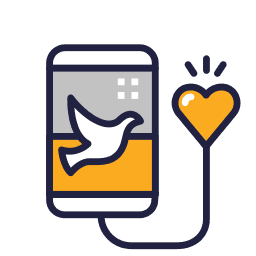 Image of Twitter logo linked to a heart icon